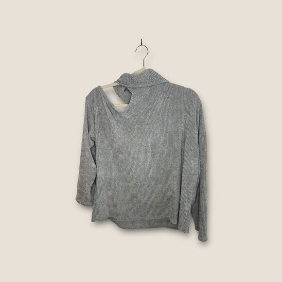 Gilli One Shoulder Turtle Neck Waffle Knit Long Sleeve Size Large - Picture 2 of 5